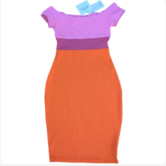 Susana Monaco Color Block Off Shoulder Bodycon Dress XS NWT - Picture 2 of 8